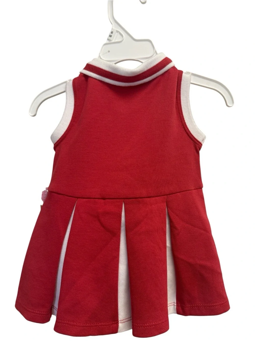 Tommy Bahama Kids Red & White Polo Dress with Blue 'Go Team' Pom
